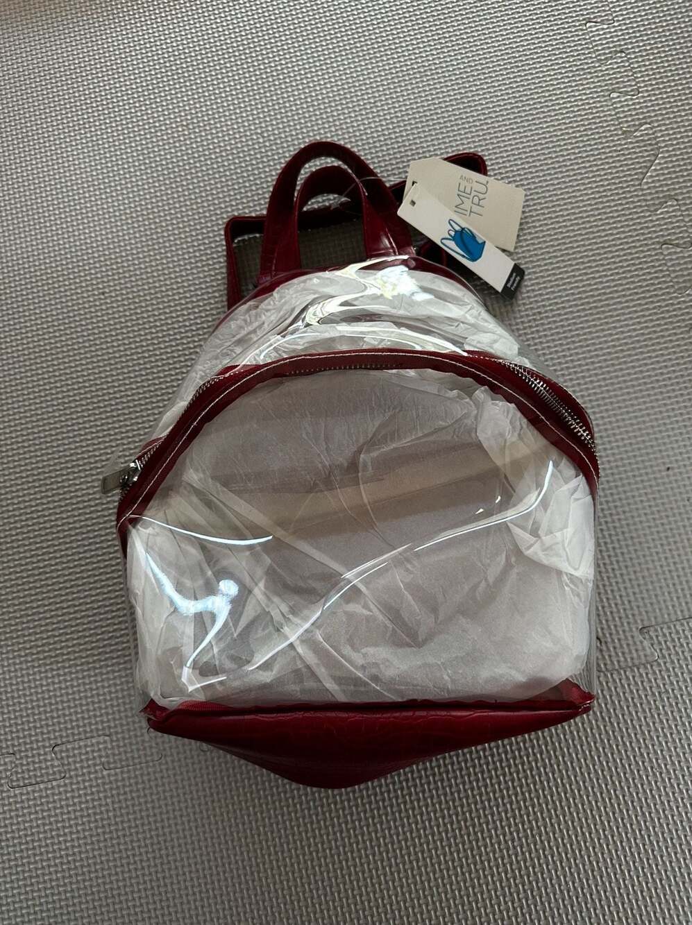 Time and Tru Red Croc Clear Stadium Friendly Mini Backpack